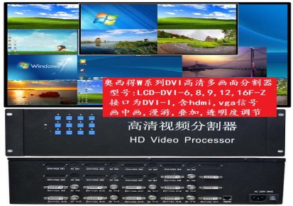 HDMI六路画面合成器方案 奥西得路 DVI15路画面合成器批发