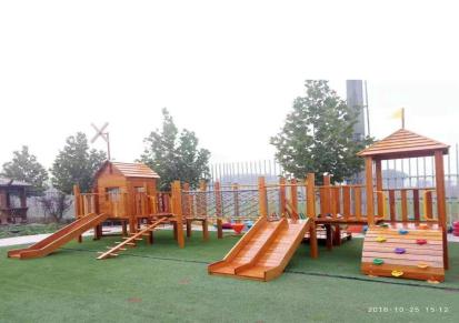 幼儿园大型儿童木质组合滑梯 鑫圣美游乐设备定制 室外攀爬网笼滑梯