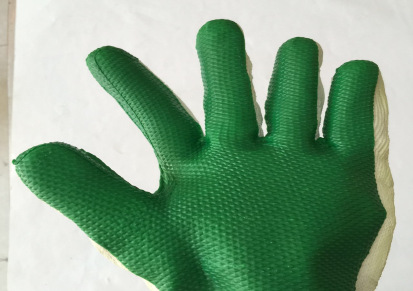 厂家橡胶建筑工地工业耐磨防割绿胶片手套防切割挂胶胶皮劳保手套