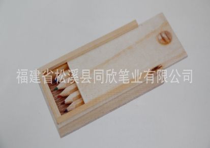 生产供应 绘画木质彩色铅笔盒装 3.5英寸6色彩芯原木铅笔TX01001