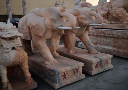 石雕动物 大象雕刻 大象园林摆设