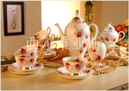 厂家直销欧式金边下午茶具 高档骨瓷咖啡具 茶具套装 婚庆礼品