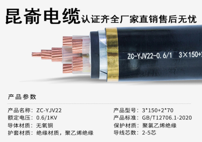 文登电缆厂家供应文登昆嵛电缆  威海电线 YJV  ZRYJV三芯低压电缆