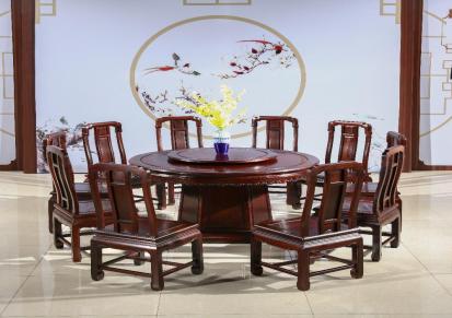 檀舍红木家具 红木餐桌圆桌 柬埔寨黑酸枝家具厂家批发