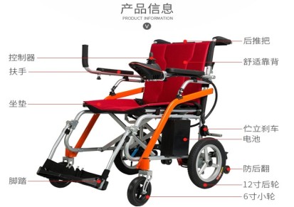 和美德超轻便锂电折叠电动轮椅