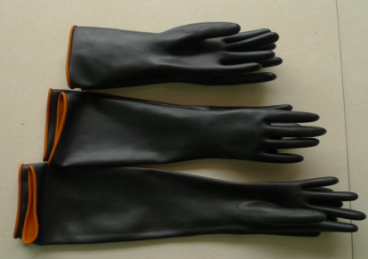 百粤厂家供应平面颗粒加厚喷砂专用手套 黑色高耐磨橡胶手套量大价优
