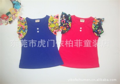 2013夏天新款童装T恤 韩版女童泡泡袖花边短袖 无袖 厂家直销