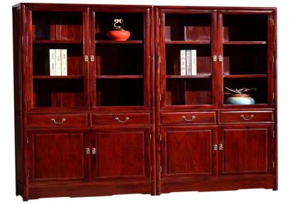 东阳华尊红木书柜 非洲酸枝木书架书房展示架中式实木明式书橱储物柜