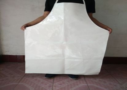 定制生产食品厂酒店白色pu弹力革无袖皮革围裙防水防油劳保用品