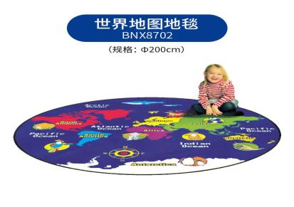 邦尼熊儿童房地毯卧室儿童幼儿园家用早教中心世界地图地毯 数字字母地毯