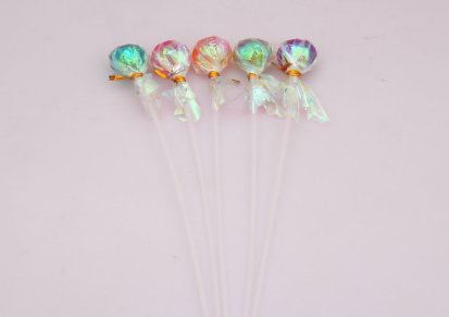 发光棒棒糖生产厂家 韩式长棒水晶双色糖 