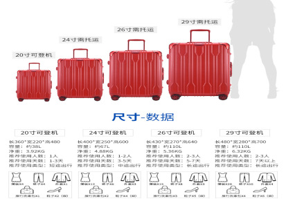 新款铝框拉杆箱20寸登机箱24寸万向轮旅行箱男女29密码行李箱子