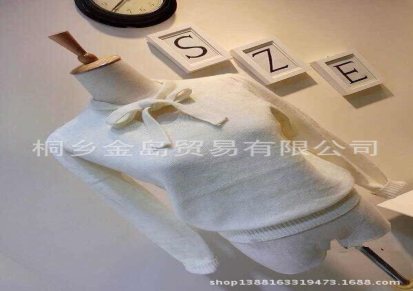 韩国2014春季新款名媛兔毛打底衫领口系带针织毛衣圆领套头女装
