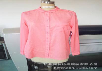 2014春夏女式长袖衬衫 涂层棉布成衣洗水