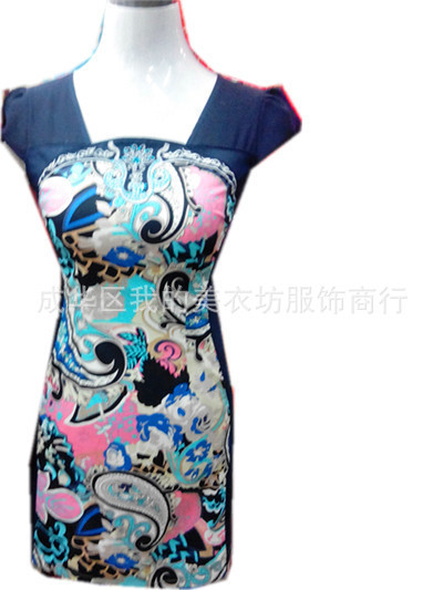 2013年新款热销高品质气质修身复古改良高档锦棉旗袍大码连衣裙