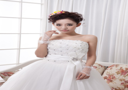 新款 甜美公主新娘韩版抹胸齐地婚纱礼服 孕妇婚纱 加大码