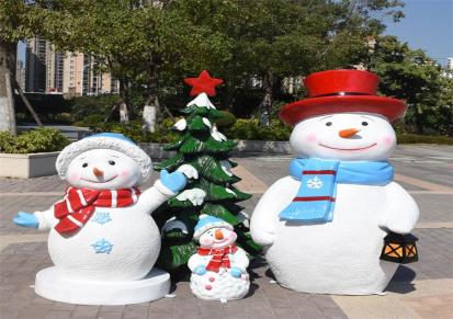 玻璃钢圣诞树主题雕塑 佛山圣诞老人与雪人模型 宏骏雕塑造型