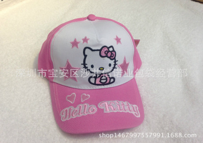 厂家直销 日本女童潮帽kt猫　遮阳童帽　鸭舌帽　3-12岁