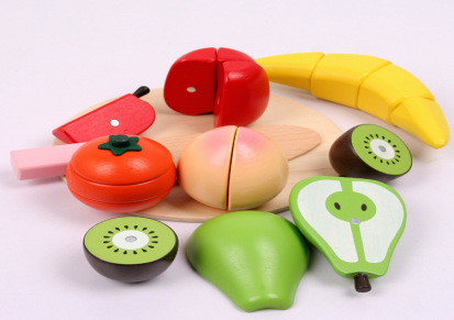 实木蔬菜磁性切切看彩盒装 水果切切看切切乐木制玩具益智