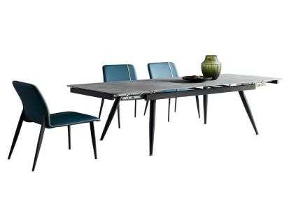 缇香碳素钢金属脚架岩板餐桌椅组合轻奢长方形岩板家用小户型岩板餐桌