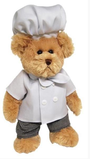 厨师熊厨师泰迪熊小熊毛绒公仔泰迪熊白色毛绒玩具熊