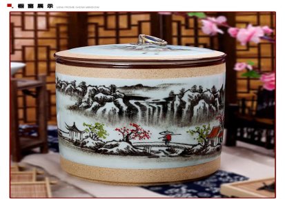 景德镇全手工手绘陶瓷釉下彩普洱茶叶茶饼罐茶装8块茶饼