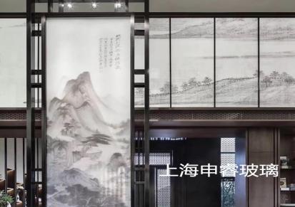 中式艺术玻璃隔断 艺术玻璃玄关隔断 上海申睿