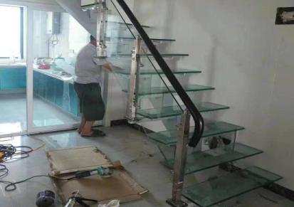 北京建安实木踏步玻璃楼梯扶手钢木旋转楼梯