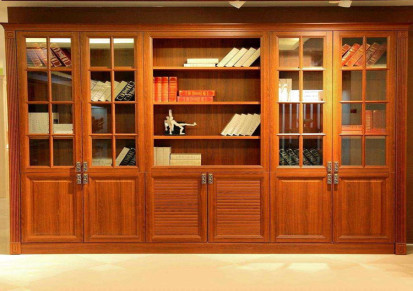 铝唯全铝办公室书柜 落地开门柜高柜 书房收纳架来图定制