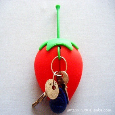 草莓钥匙包，硅胶钥匙包，草莓收纳包