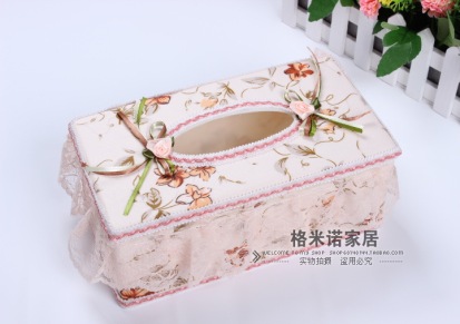 厂家直销 供应蕾丝布艺纸巾盒 普通蕾丝纸巾盒