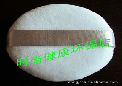 直径80mm 厚16mm 韩国进口材料白极细化妆粉扑 15mm银灰色丝带