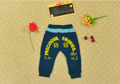 2014春款童装 卡通字母可爱猴子图案棉裤 韩版潮流针织童裤