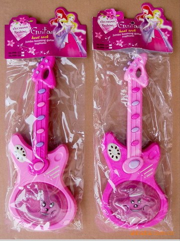 供应电子琴玩具 16音仿真吉它声 粉红芭比吉它 乐器玩具