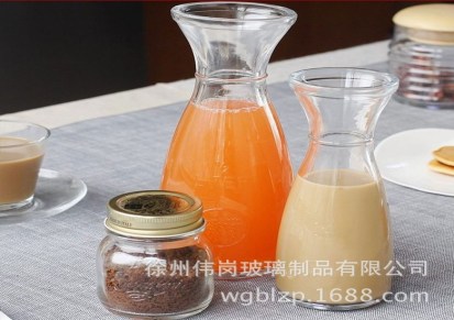 批发350ml500ml饮料瓶 l玻璃果汁瓶 创意冰橘瓶牛奶杯冰菊茶瓶