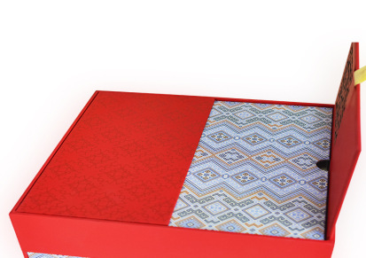 红色双层抽屉盒 双开门正方形包装 中式翻盖礼品盒定制[吉彩四方]