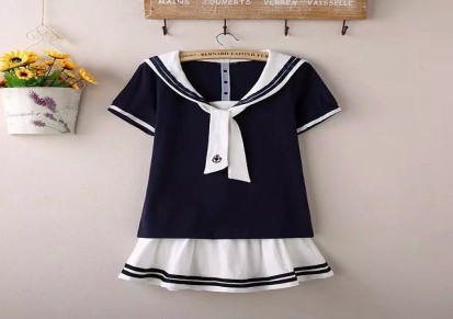 S2282 夏日学院风日系软妹甜心少女海军领日常水手服短袖套装