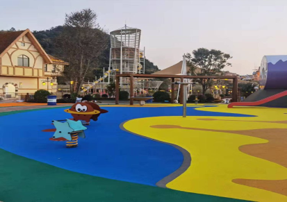 广东清远小区公园幼儿园人行道步道跑道EPDM塑胶地垫铺设-华地