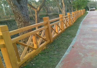 钢筋混凝土仿木护栏3X型 园林景观仿木护栏装饰防护工程
