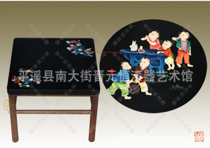 新中式彩绘休闲小桌椅 手绘家具换鞋凳 阳