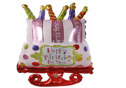 生日蛋糕派对装饰铝膜气球 54*103超大号甜麦圈蛋糕飘空气球
