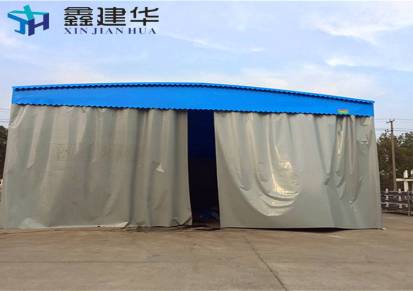 厂房钢结构电动雨棚制作-活动帐篷仓库-伸缩雨棚布