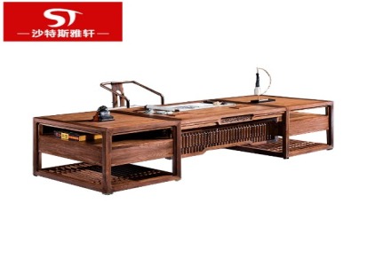 新中式办公桌实木老板桌现代简约中式原木豪华大班台书