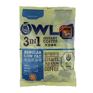 新加坡OWL猫头鹰低脂肪三合一速溶/即溶咖啡 800g