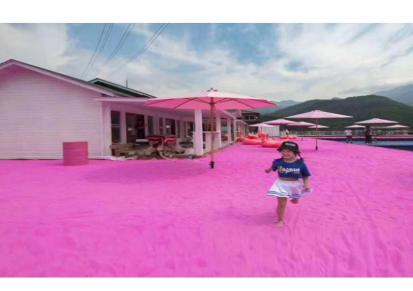 庆峰加工景区造景粉色彩砂 高温烧结染色彩砂 微景观沙滩造景砂不褪色