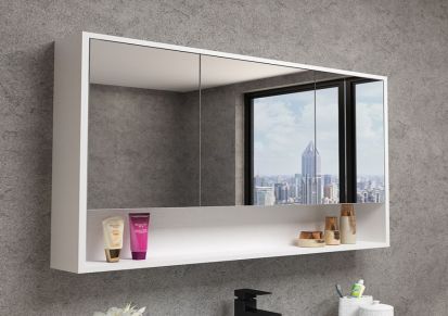 北欧实木浴室镜柜 厕所挂墙储物收纳镜子柜 卫生间家具定制