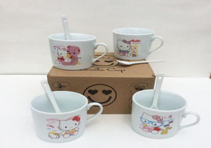 新品热卖 创意KT猫陶瓷杯马克杯 情侣小双杯子 广告杯可定制LOGO