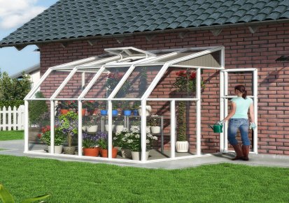 iMolly 温室大棚倚墙式花房组装 花园暖房大型greenhouse