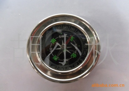 金属不锈钢外壳60MM指南针，中英文厚度13MM指南针，厂价底销售