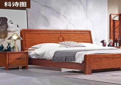 实木床批发 实木床现代简约 实木单人床科诗图 实木家具床 可定制